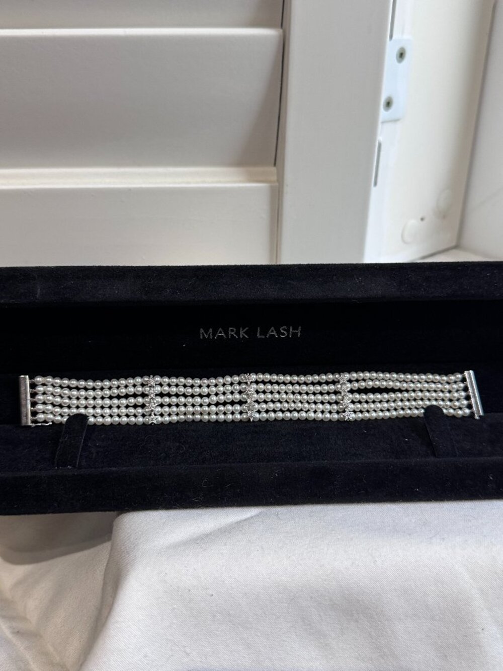 ✨💎 HOST PICK✨18K White Gold Mark Lash Diamond & Pearl Cuff Bracelet ✨ - Picture 7 of 16